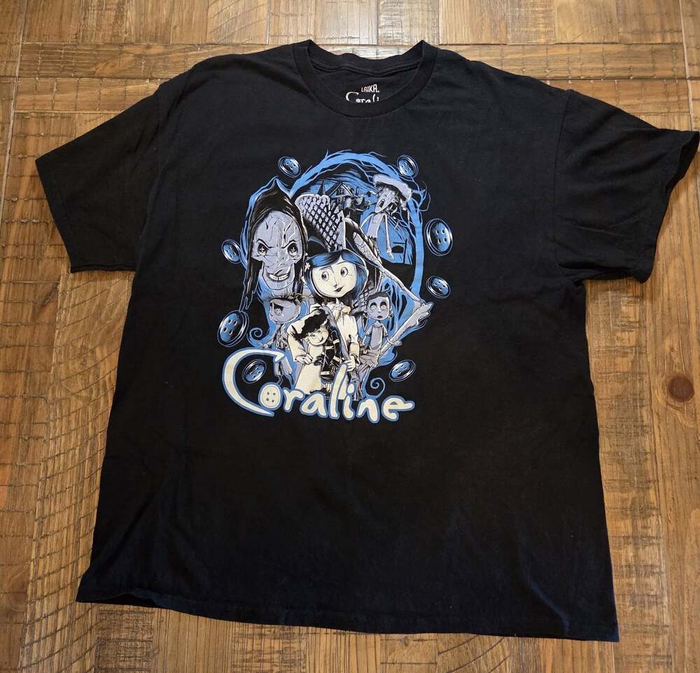 Coraline Laika Black Graphic T-Shirt XLT Official Other Mother